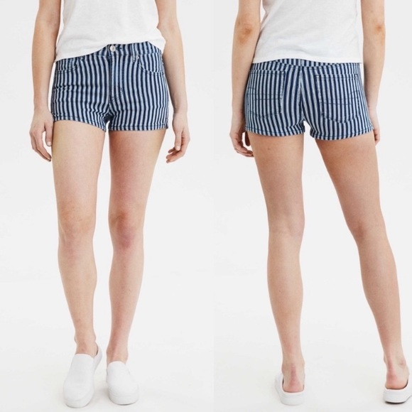 American Eagle Outfitters Pants - NWT American Eagle striped hi rise jean shorts 0